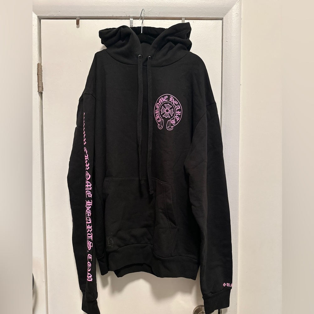 Chrome Hearts Black Hoodie with Pink Accents